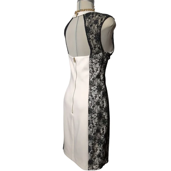 GUESS Gorgeous Ivory black lace elegant cocktail dress Size 12 - Picture 6 of 13